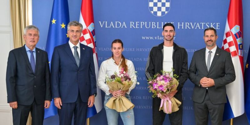 Ušli u krug sportskih velikana; premijer Plenković primio atletičare Saru Kolak i Marina Bloudeka